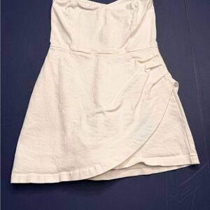 Flying Tomato white Strapless Denim Romper